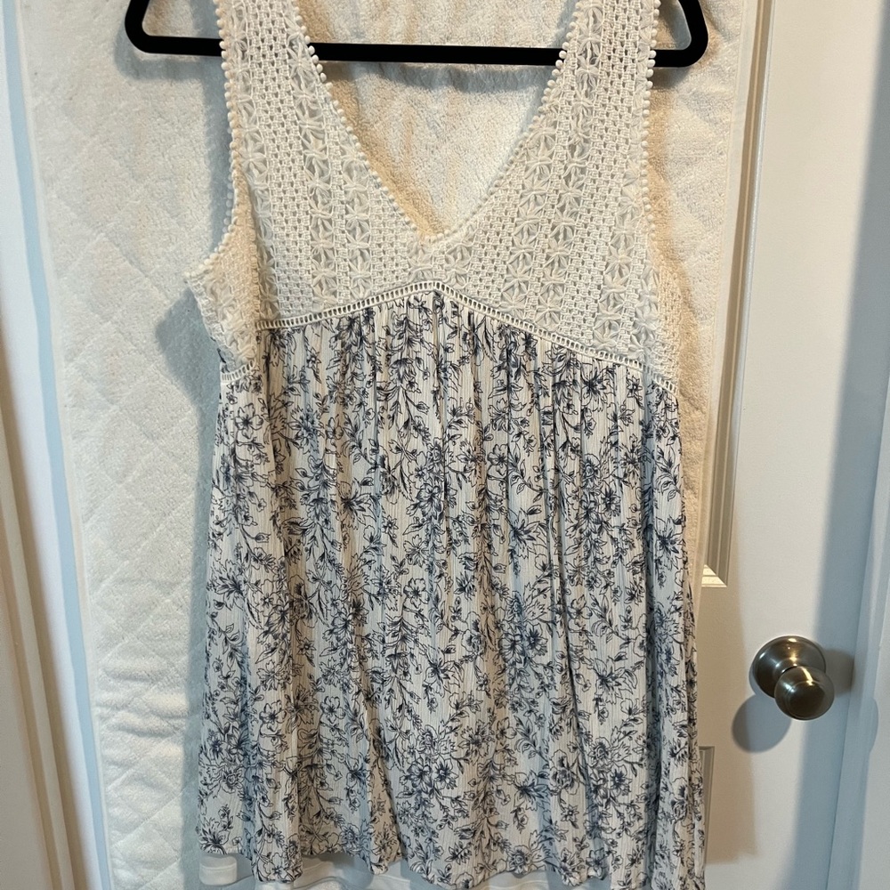 Floral Lace Trim Women's Baby Doll Dress